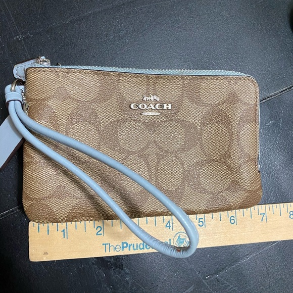 Coach Brown and Blue Two Compartment Wristlet - Picture 8 of 8
